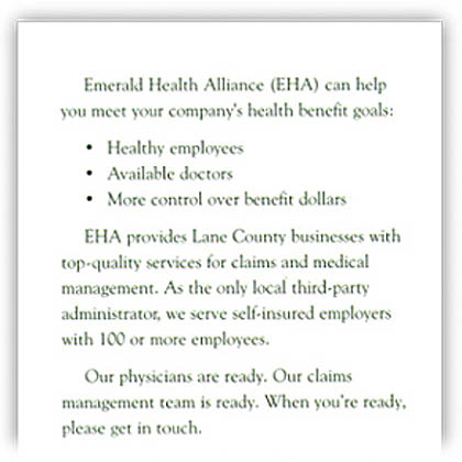 Employers Health Alliance Writing